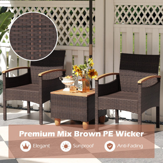 Patio Dining Chairs Set of 2/4 with Acacia Wood Armrest and Heavy Duty Metal Frame-2 Pieces