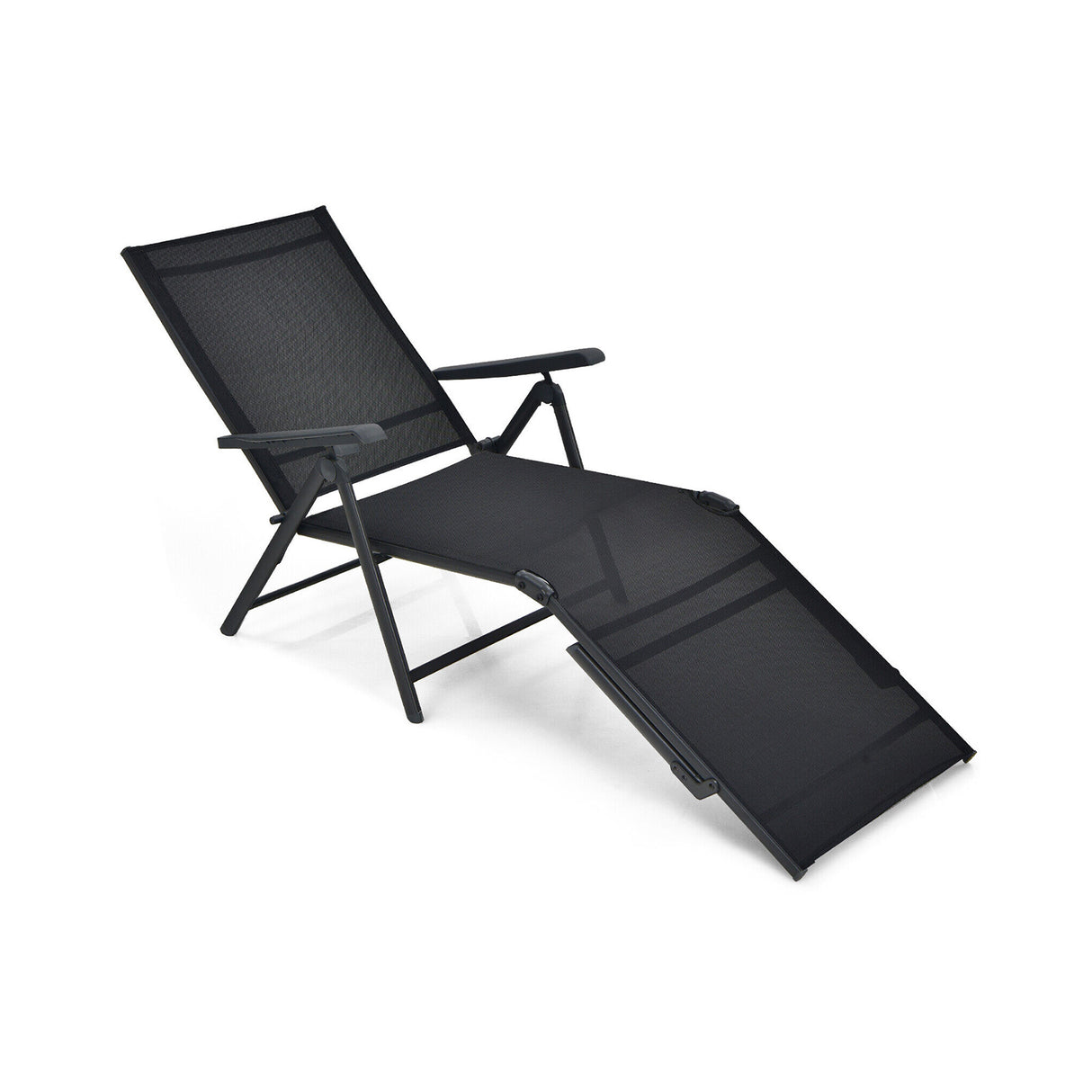 Patio Foldable Chaise Lounge Chair with Backrest and Footrest-Brown