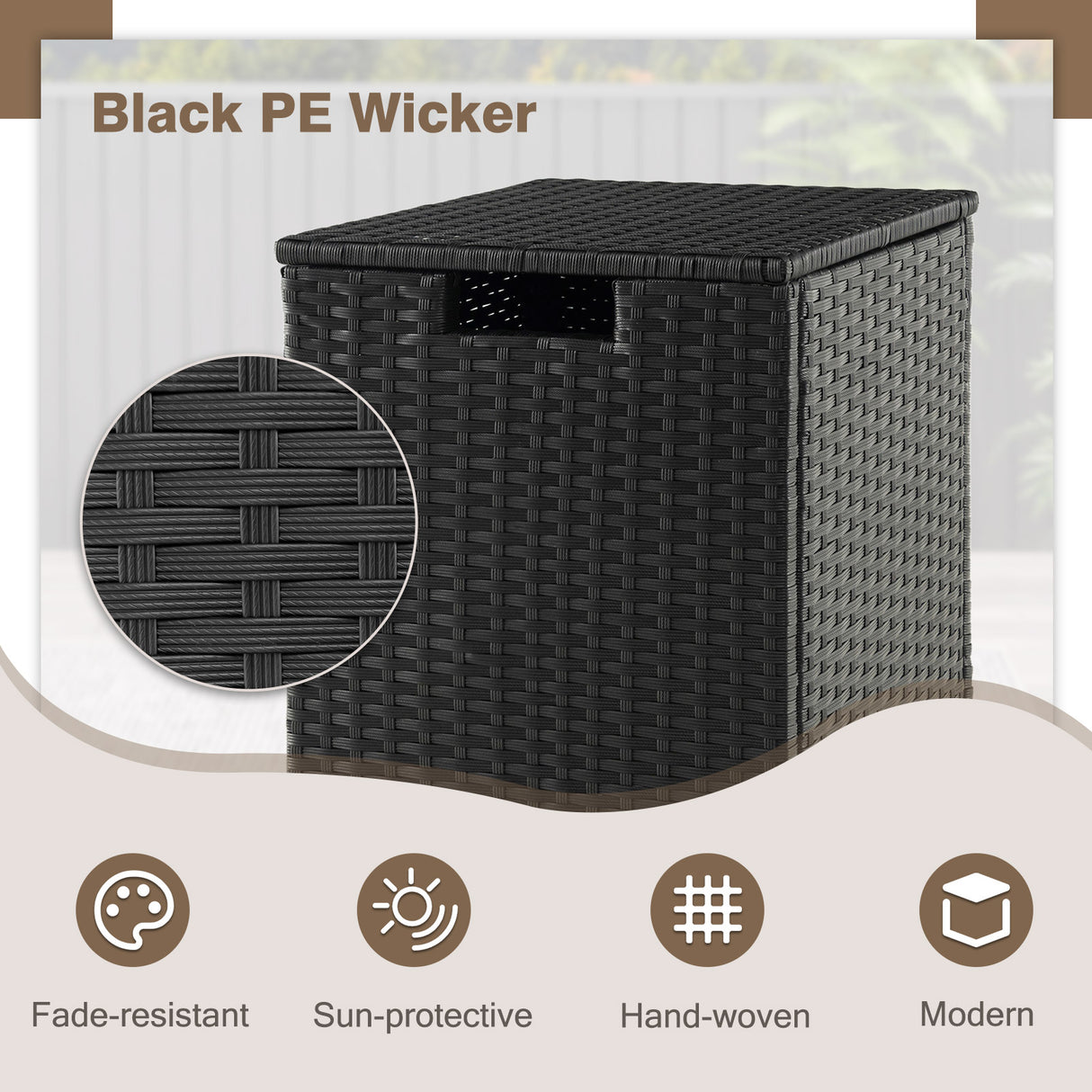 2-in-1 Patio Rattan Gas Propane Tank Cover for 20 lbs Propane Tanks-Black