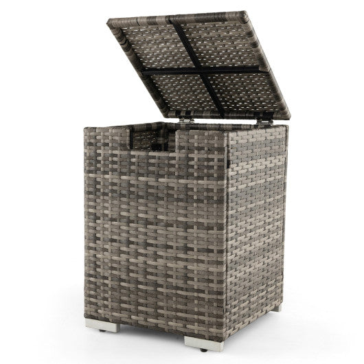 2-in-1 Patio Rattan Gas Propane Tank Cover for 20 lbs Propane Tanks-Gray