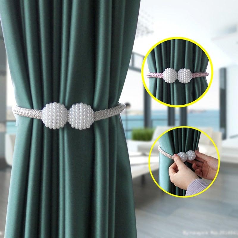 Pearl Magnetic Curtain Clip Curtain Holder Tieback Buckle Clips Hanging Ball Buckle Tie Back Curtain Accessories Home Decor Decorative Curtain Holdbacks Crystal Tie Backs For Curtains Curtain Holders For Window Draperies