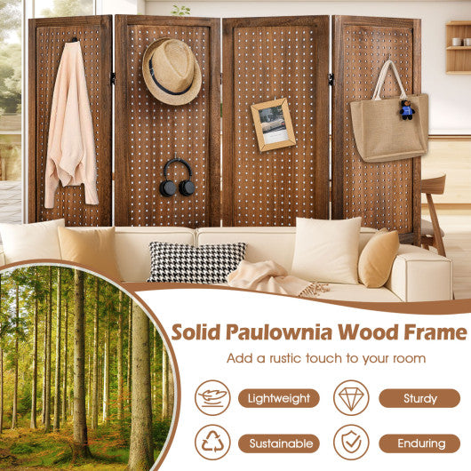 Pegboard Display with 360 ° Metal Hinges and Solid Wood Frame-4 Panel