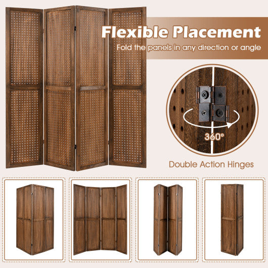 Pegboard Display with 360 ° Metal Hinges and Solid Wood Frame-4 Panel