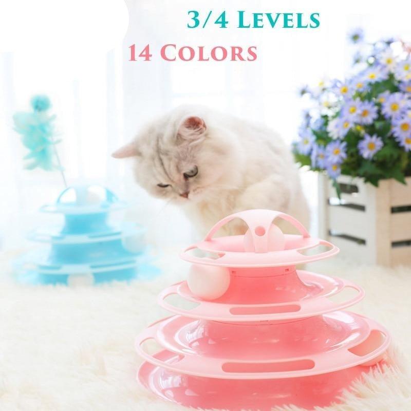 Pet Cat Toy Training Amusement Plate Kitten Tower Tracks Disc Cat Intelligence Amusement Triple Disc tumbler Fish Animal Toy For Small Dogs Wiggle Fish Catnip Toys Motion Kitten Toy Plush Interactive Cat Toys for Cat Exercise