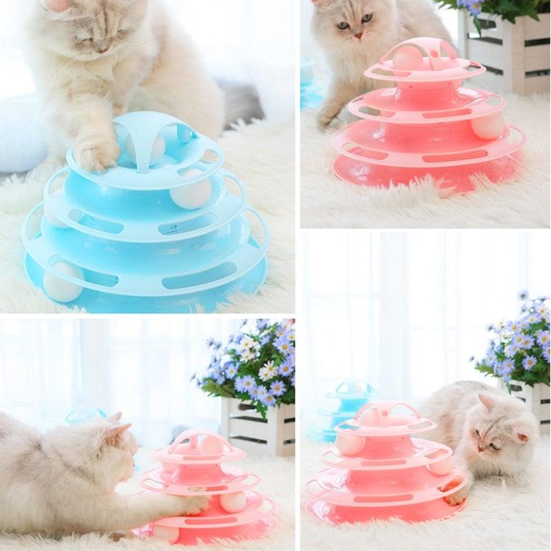 Pet Cat Toy Training Amusement Plate Kitten Tower Tracks Disc Cat Intelligence Amusement Triple Disc tumbler Fish Animal Toy For Small Dogs Wiggle Fish Catnip Toys Motion Kitten Toy Plush Interactive Cat Toys for Cat Exercise