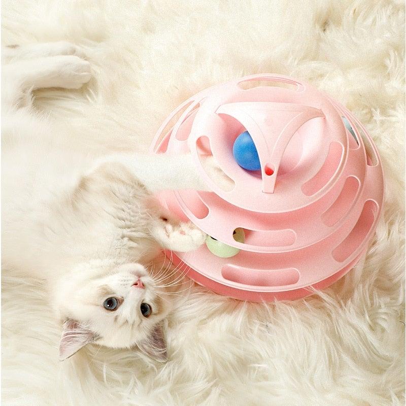 Pet Cat Toy Training Amusement Plate Kitten Tower Tracks Disc Cat Intelligence Amusement Triple Disc tumbler Fish Animal Toy For Small Dogs Wiggle Fish Catnip Toys Motion Kitten Toy Plush Interactive Cat Toys for Cat Exercise
