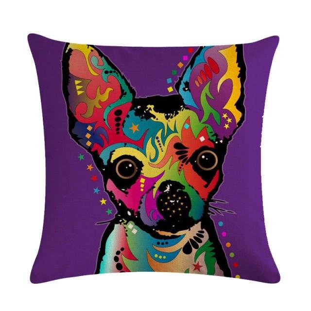 Pet Dog Elegant Design Linen Cotton Throw Pillow Covers Dog Pattern Cotton Throw Pillow Covers Car Sofa Cushion Cover Pillowcases Couch Cushion Cover Home Sofa Bed Decorative Pillows