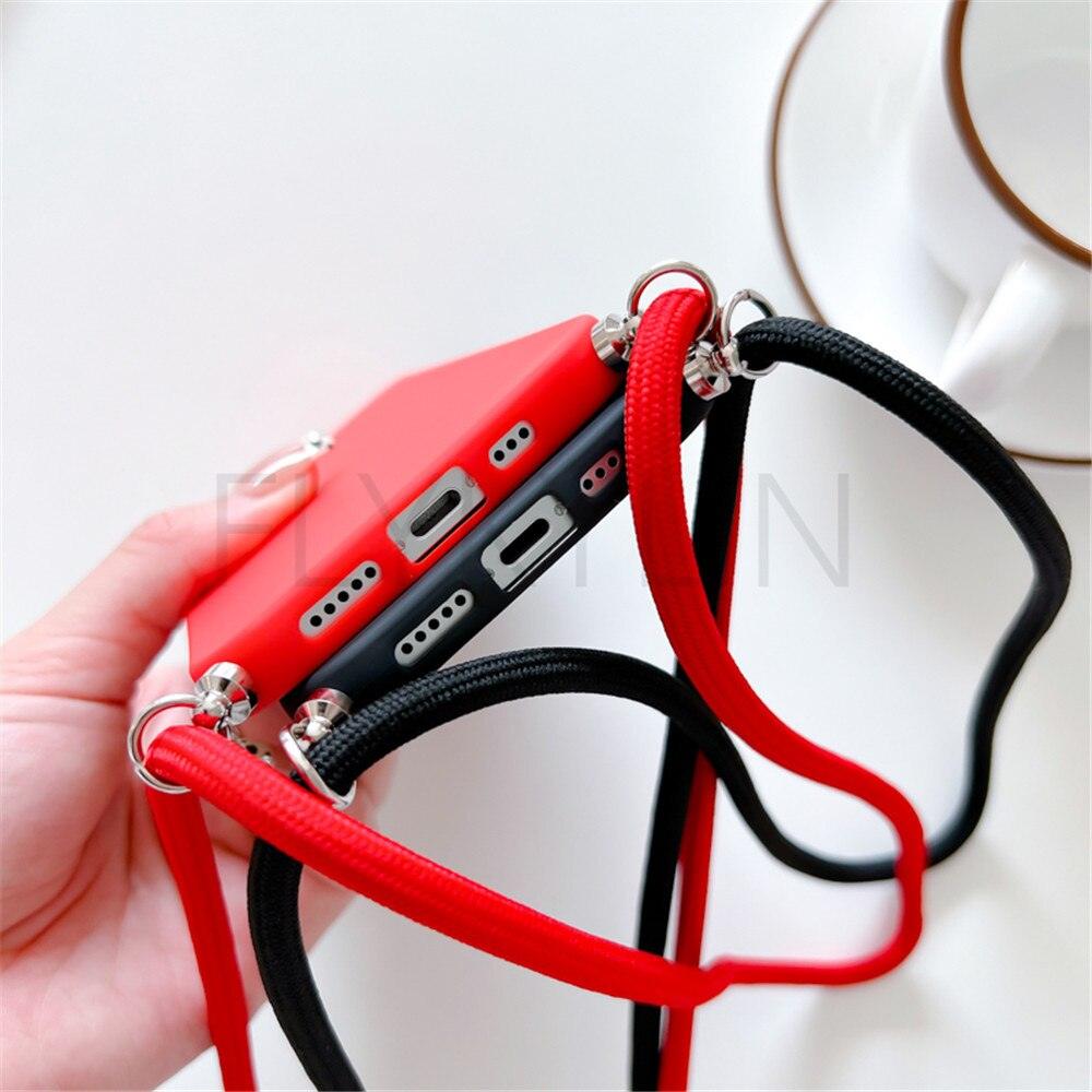 Phone Case Strap Cord Chain Phone Case For Xiaomi Redmi Note 10 9 10S 9S Pro Max 10 9 9A 9C Cover Mi POCO X3 NFC Pro 12 Pro 11 Lite Crossbody Case Soft Matte Phone Holder with Neck Strap