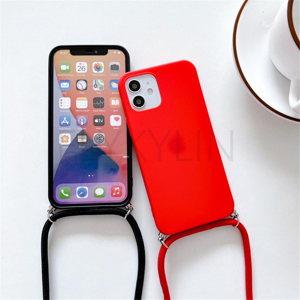 Phone Case Strap Cord Chain Phone Case For Xiaomi Redmi Note 10 9 10S 9S Pro Max 10 9 9A 9C Cover Mi POCO X3 NFC Pro 12 Pro 11 Lite Crossbody Case Soft Matte Phone Holder with Neck Strap