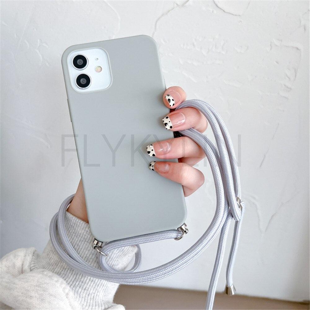 Phone Case Strap Cord Chain Phone Case For Xiaomi Redmi Note 10 9 10S 9S Pro Max 10 9 9A 9C Cover Mi POCO X3 NFC Pro 12 Pro 11 Lite Crossbody Case Soft Matte Phone Holder with Neck Strap