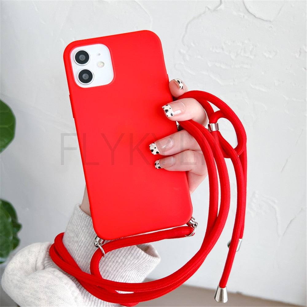 Phone Case Strap Cord Chain Phone Case For Xiaomi Redmi Note 10 9 10S 9S Pro Max 10 9 9A 9C Cover Mi POCO X3 NFC Pro 12 Pro 11 Lite Crossbody Case Soft Matte Phone Holder with Neck Strap