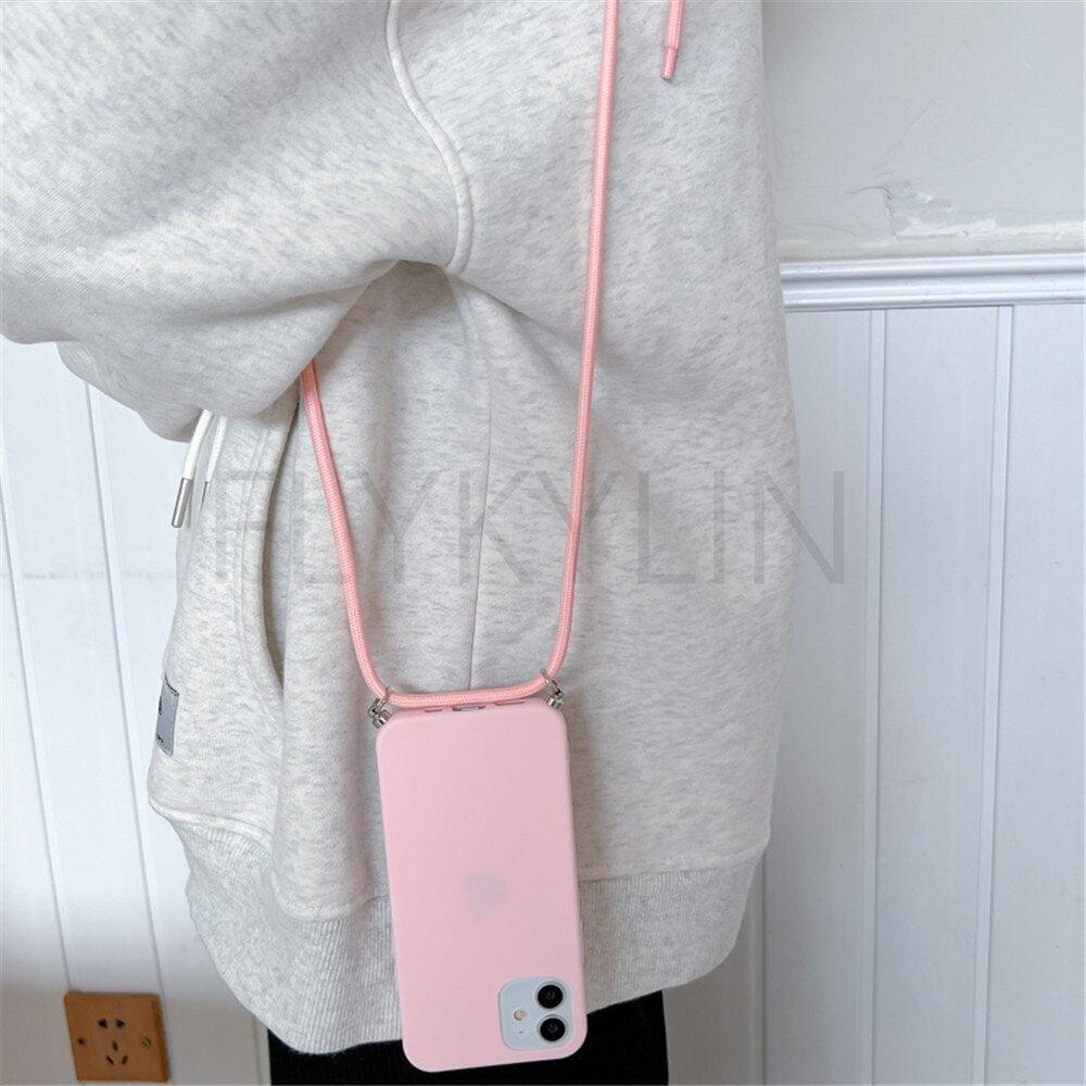 Phone Case Strap Cord Chain Phone Case For Xiaomi Redmi Note 10 9 10S 9S Pro Max 10 9 9A 9C Cover Mi POCO X3 NFC Pro 12 Pro 11 Lite Crossbody Case Soft Matte Phone Holder with Neck Strap