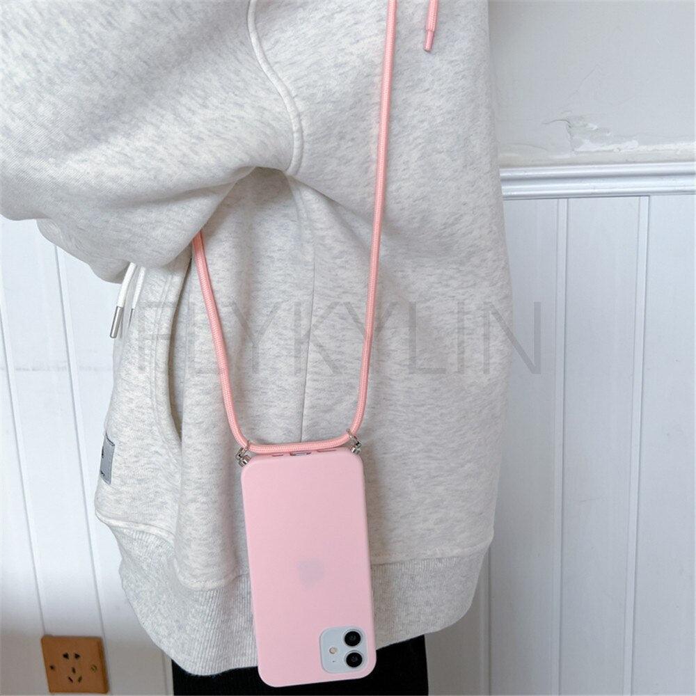 Phone Case Strap Cord Chain Phone Case For Xiaomi Redmi Note 10 9 10S 9S Pro Max 10 9 9A 9C Cover Mi POCO X3 NFC Pro 12 Pro 11 Lite Crossbody Case Soft Matte Phone Holder with Neck Strap