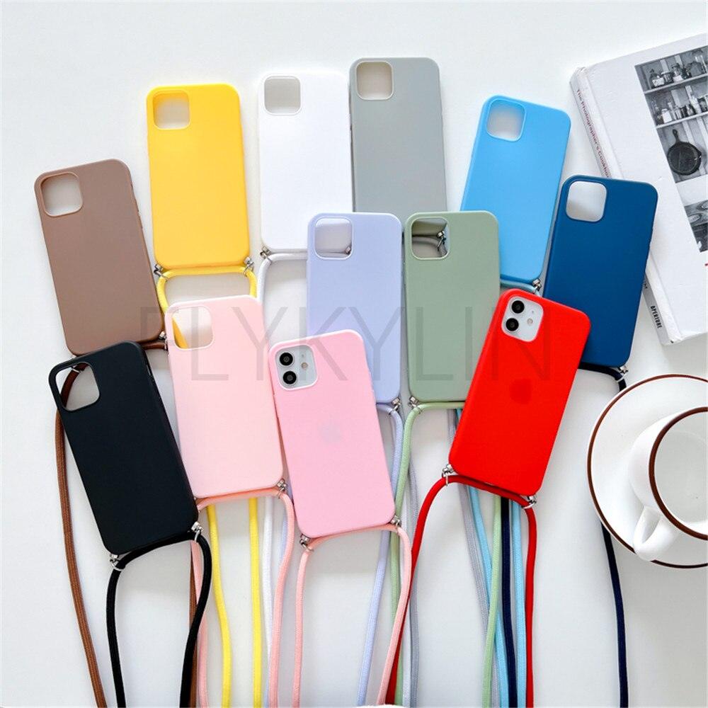 Phone Case Strap Cord Chain Phone Case For Xiaomi Redmi Note 10 9 10S 9S Pro Max 10 9 9A 9C Cover Mi POCO X3 NFC Pro 12 Pro 11 Lite Crossbody Case Soft Matte Phone Holder with Neck Strap
