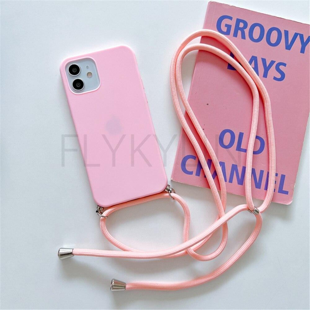 Phone Case Strap Cord Chain Phone Case For Xiaomi Redmi Note 10 9 10S 9S Pro Max 10 9 9A 9C Cover Mi POCO X3 NFC Pro 12 Pro 11 Lite Crossbody Case Soft Matte Phone Holder with Neck Strap