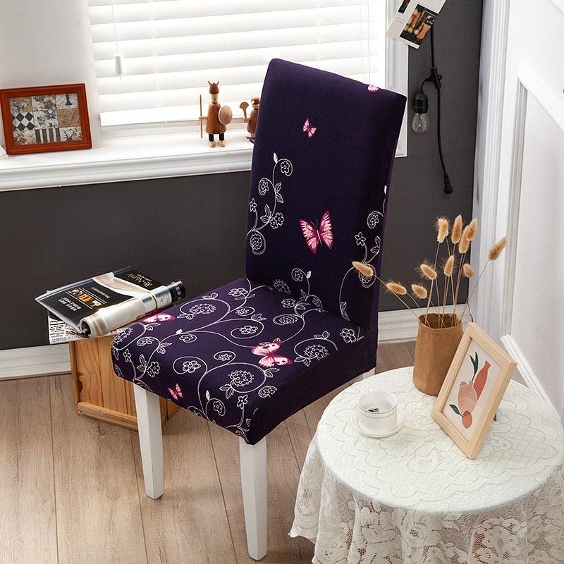 Pink Butterfly Print Elastic Chair Cover for Home Decoration Elastic Slipcovers Chair Seat Covers For Dining Room Chair Slipcovers for Dining Room Chair seat Covers Chair Protectors for Party Pet Protection Universal Fit Soft Polyester