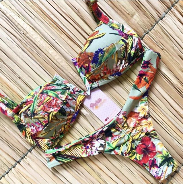 Popular Women's Beachwear Bikini Set Swimwear Push-Up Padded Swimsuit Floral Bikini Set Low Rise Ruffled Two Pieces Swimsuit Push Up Bathing Suit Swimwear