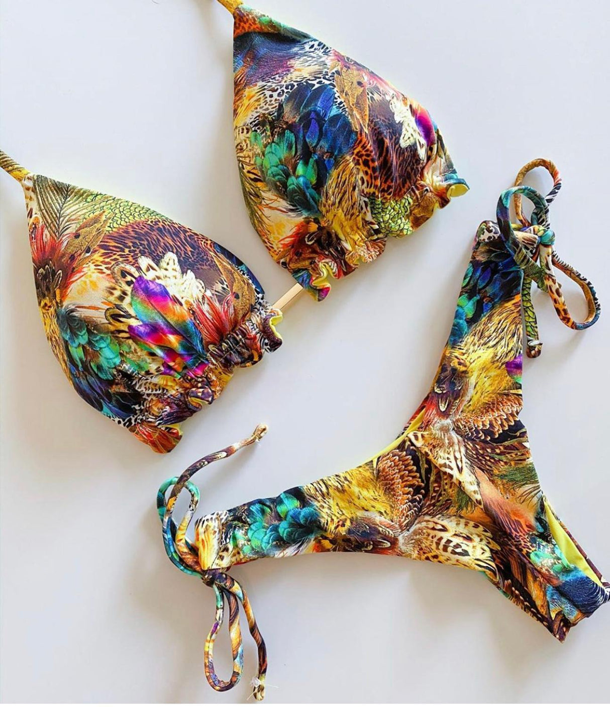 Popular Women's Beachwear Bikini Set Swimwear Push-Up Padded Swimsuit Floral Bikini Set Low Rise Ruffled Two Pieces Swimsuit Push Up Bathing Suit Swimwear