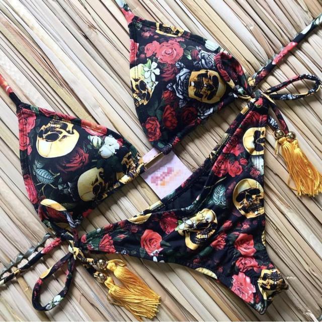 Popular Women's Beachwear Bikini Set Swimwear Push-Up Padded Swimsuit Floral Bikini Set Low Rise Ruffled Two Pieces Swimsuit Push Up Bathing Suit Swimwear