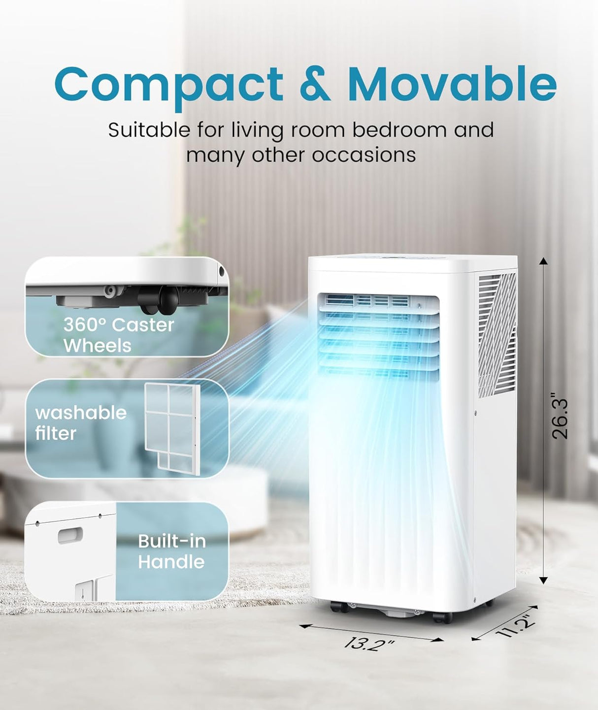 portable Air Conditioner, 10000 BTU Air Conditioner with Cooling, Fan, Dehumidifier, Sleep Mode, ≤55 db, Cooling up to 450 Sq. Ft. with 24H Timer
