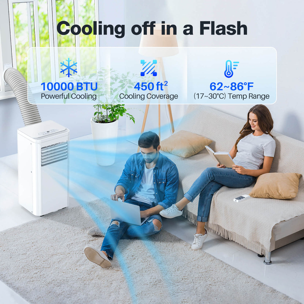 Portable Air Conditioner with Dehumidifier & Fan Modes A5407