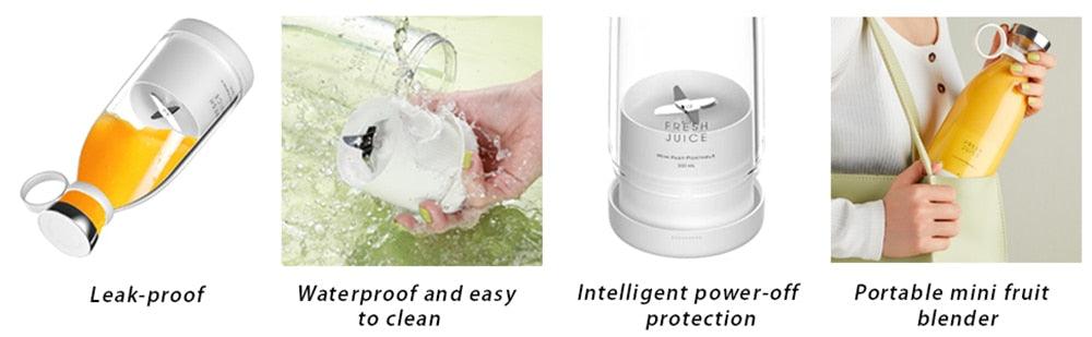 Portable Blender Juicer Bottle Mixer Electric Wireless Charge Mini Fruit Mixers Juicer Cup Blender Milkshake Juice Maker Machine Portable Mini Blender with Wireless Charging for Home, Office & Outdoor Juicer