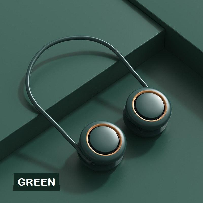 Portable Hanging Neck Fan 3-Speed Adjustable Twin Turbo USB Charge Folding Storage Silent Fans Cool Summer Work Sports Equipment Neck Hanging Cooling Fan USB Rechargeable 3 Speed Portable Bladeless Cooler Fan