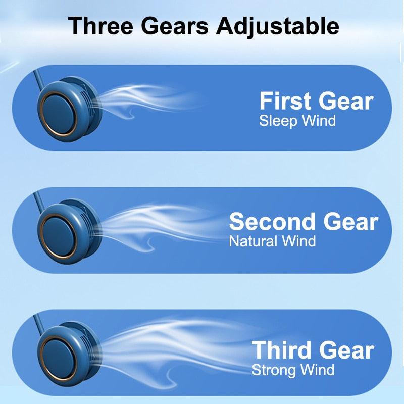 Portable Hanging Neck Fan 3-Speed Adjustable Twin Turbo USB Charge Folding Storage Silent Fans Cool Summer Work Sports Equipment Neck Hanging Cooling Fan USB Rechargeable 3 Speed Portable Bladeless Cooler Fan