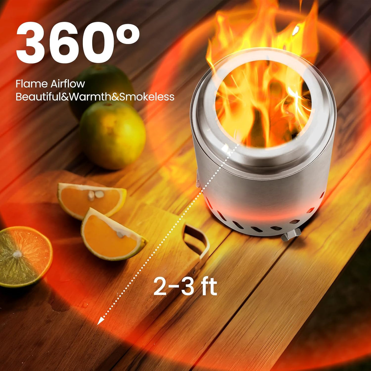 Portable Outdoor Fire Pit with Stand, Low Smoke Burning Tabletop Fire Pit Fuel