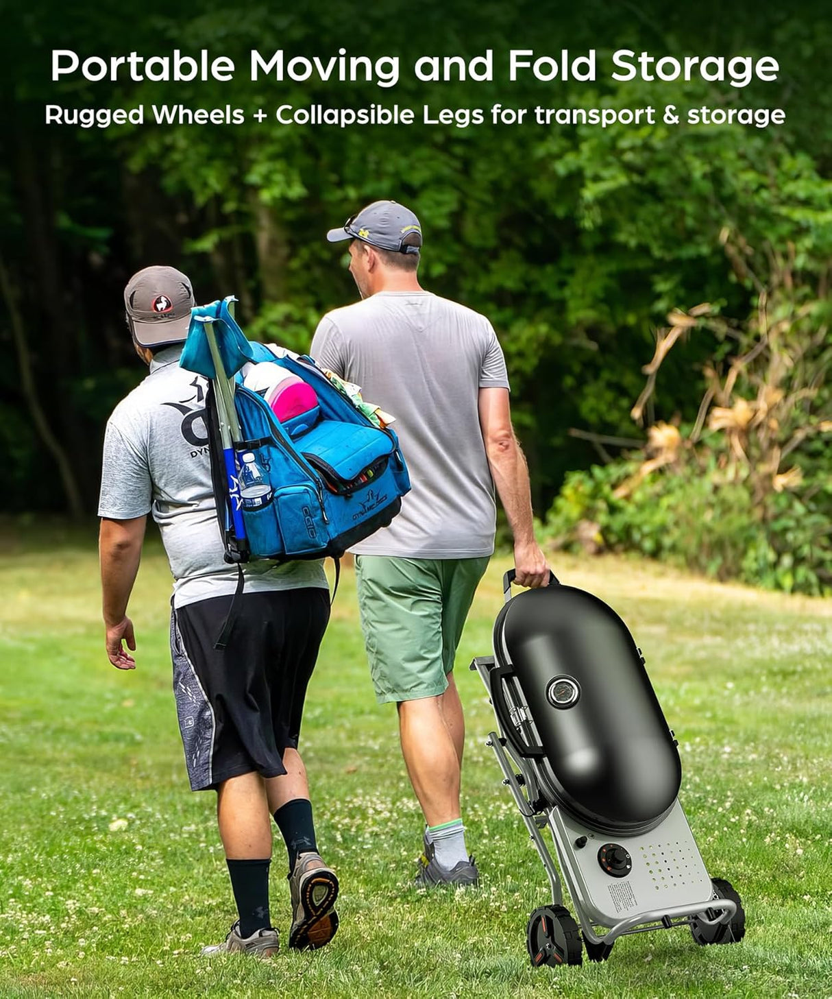 Portable Propane Gas Grill, 15000BTUS, 348 SQ Inch Cooking Areas, for Outdoor Camping/Tailgating/Picnic, Black