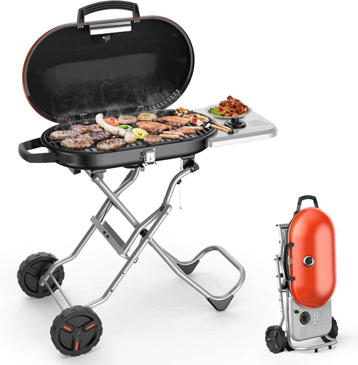 Portable Propane Gas Grill, 15000BTUS, 348 SQ Inch Cooking Areas, for Outdoor Camping/Tailgating/Picnic, Black