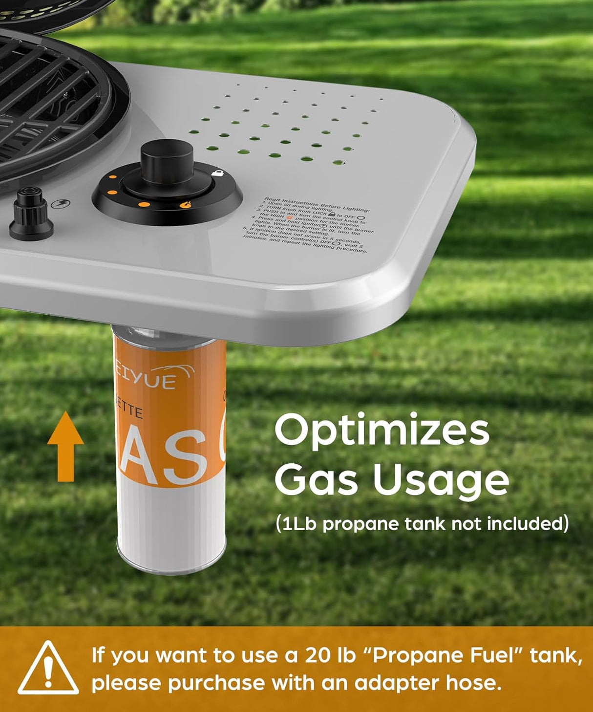 Portable Propane Gas Grill, 15000BTUS, 348 SQ Inch Cooking Areas, for Outdoor Camping/Tailgating/Picnic, Black