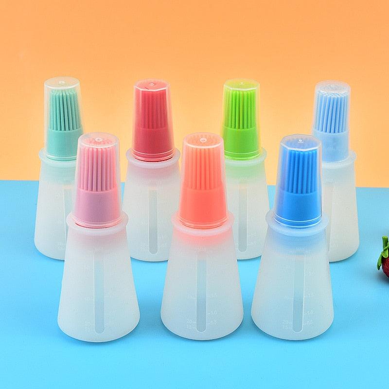 Portable Silicone Oil Bottle with Brush Oil Dispenser Liquid Oil Pastry Kitchen Baking BBQ Tool Kitchen Tools BBQ Baking Gadgets Silicon Oil Bottle Brush Baking or Grilling Frying BBQ