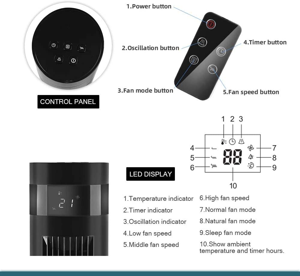 44 inch Portable Tower Fan with Oscillation