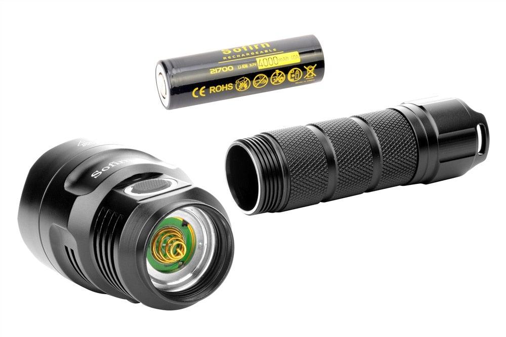 Powerful Flashlight Rechargeable Waterproof Searchlight Powerful Long Beam Distance LED Super Bright Flashlight Cree Torch with Ramping Indicator USB Charger Super Bright Torch Best For Hiking Hunting Camping Outdoor Sport