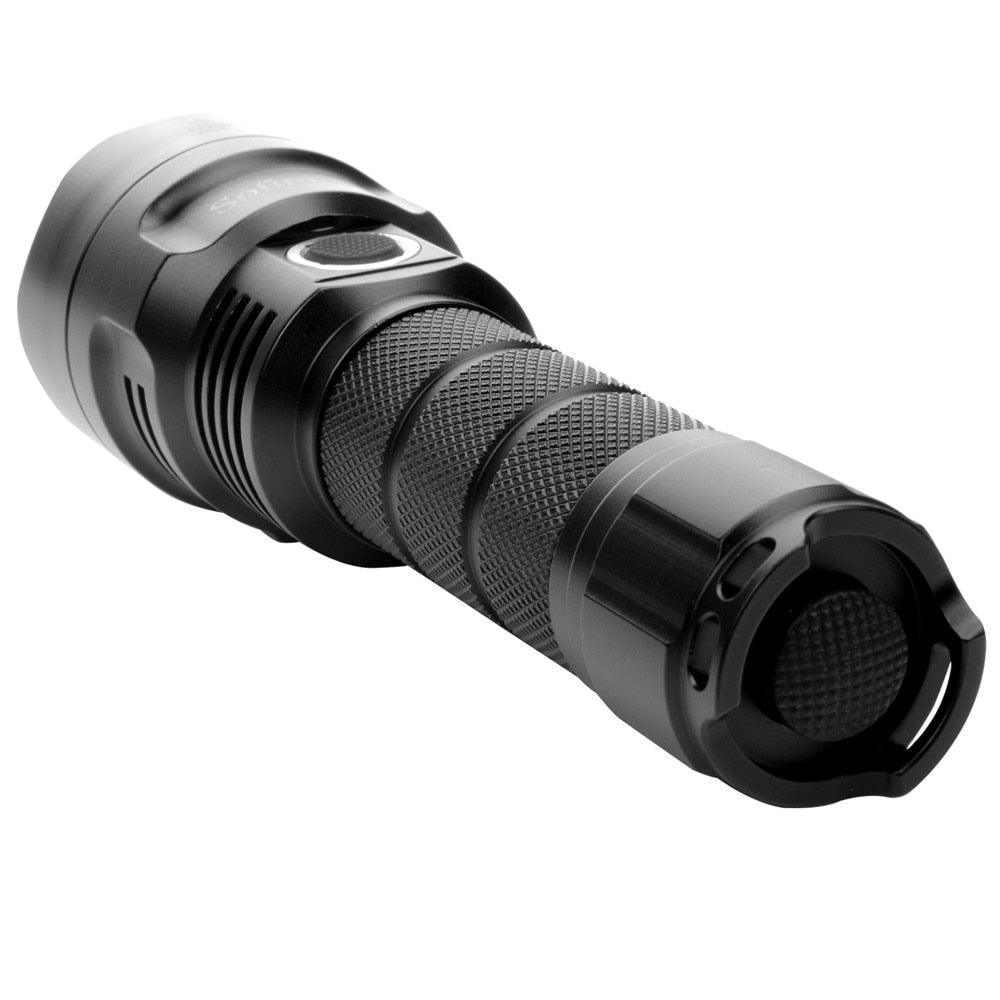 Powerful Flashlight Rechargeable Waterproof Searchlight Powerful Long Beam Distance LED Super Bright Flashlight Cree Torch with Ramping Indicator USB Charger Super Bright Torch Best For Hiking Hunting Camping Outdoor Sport