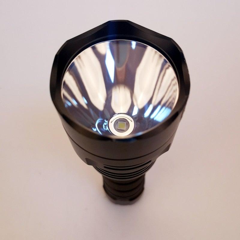 Powerful Flashlight Rechargeable Waterproof Searchlight Powerful Long Beam Distance LED Super Bright Flashlight Cree Torch with Ramping Indicator USB Charger Super Bright Torch Best For Hiking Hunting Camping Outdoor Sport