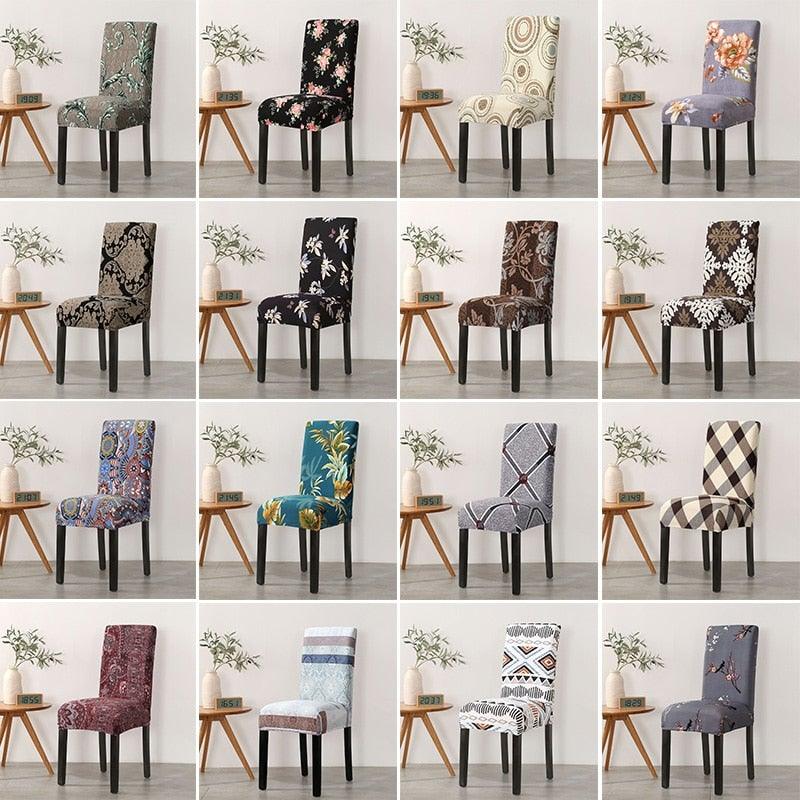 Print Pattened Dining Chair Cover Spandex Elastic Chair Slipcover Stretch Case For Chairs Wedding Hotel Banquet Fit Stretch Short Dining Room Chair Covers with Printed Pattern Banquet Chair Seat Protector Slipcover For Home Party Hotel Wedding Ceremony