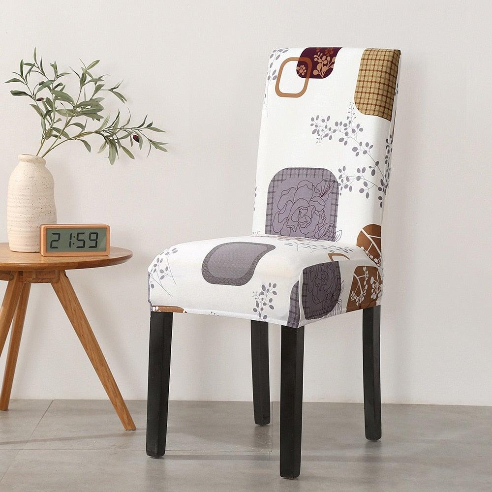 Print Pattened Dining Chair Cover Spandex Elastic Chair Slipcover Stretch Case For Chairs Wedding Hotel Banquet Fit Stretch Short Dining Room Chair Covers with Printed Pattern Banquet Chair Seat Protector Slipcover For Home Party Hotel Wedding Ceremony