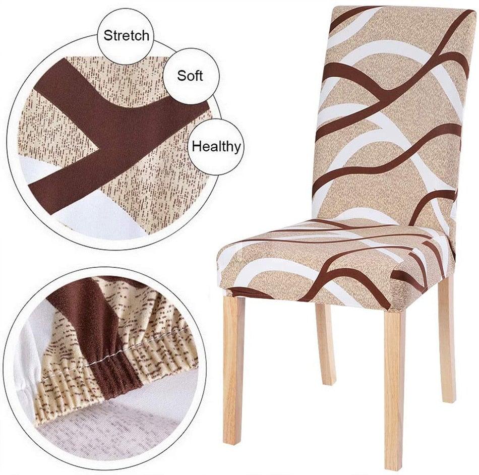 Print Pattened Dining Chair Cover Spandex Elastic Chair Slipcover Stretch Case For Chairs Wedding Hotel Banquet Fit Stretch Short Dining Room Chair Covers with Printed Pattern Banquet Chair Seat Protector Slipcover For Home Party Hotel Wedding Ceremony