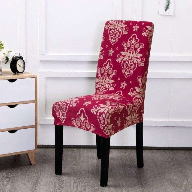Printed Chair Cover Spandex Stretch Durable Soft Seat Chair Covers Slipcovers for Kitchen Dining Room Wedding Banquet Hotel Chair Covers for Dining Room Stretch Spandex Removable Washable Anti-dust Seat Slipcover Protector for Hotel Office Ceremony