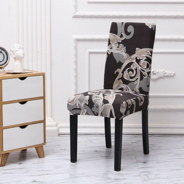 Printed Chair Cover Spandex Stretch Durable Soft Seat Chair Covers Slipcovers for Kitchen Dining Room Wedding Banquet Hotel Chair Covers for Dining Room Stretch Spandex Removable Washable Anti-dust Seat Slipcover Protector for Hotel Office Ceremony
