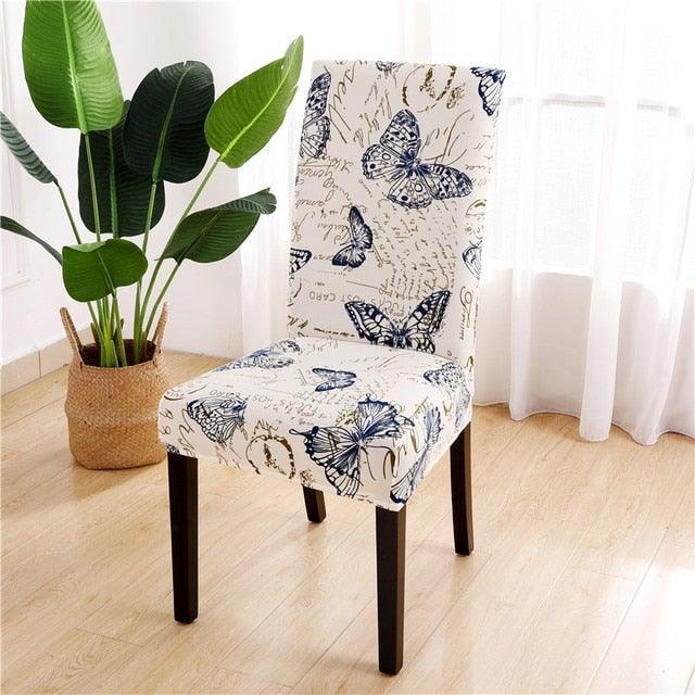 Printed Chair Cover Spandex Stretch Durable Soft Seat Chair Covers Slipcovers for Kitchen Dining Room Wedding Banquet Hotel Chair Covers for Dining Room Stretch Spandex Removable Washable Anti-dust Seat Slipcover Protector for Hotel Office Ceremony