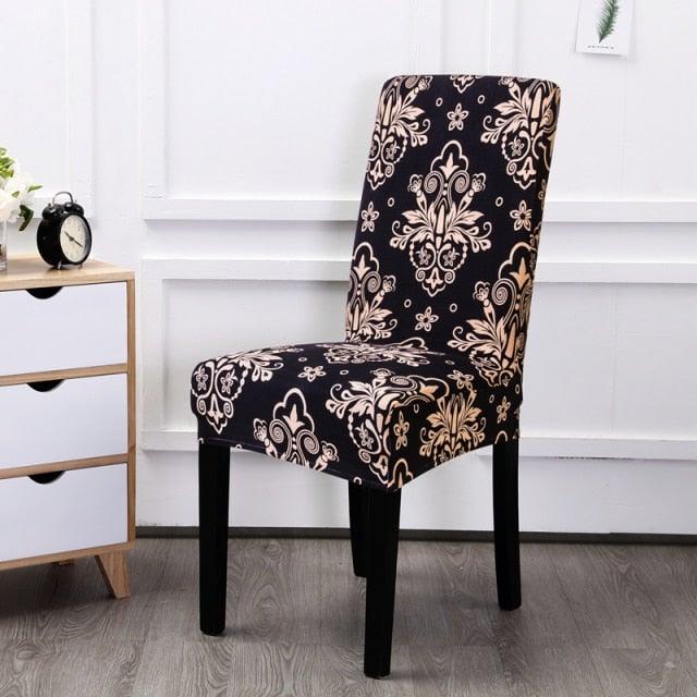 Printed Chair Cover Spandex Stretch Durable Soft Seat Chair Covers Slipcovers for Kitchen Dining Room Wedding Banquet Hotel Chair Covers for Dining Room Stretch Spandex Removable Washable Anti-dust Seat Slipcover Protector for Hotel Office Ceremony