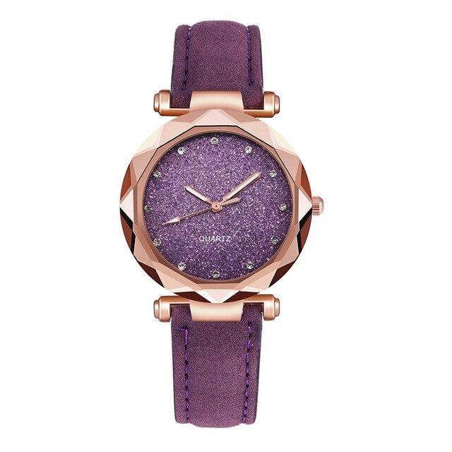 Women's Causal Watch With Leather Belts And Sandblasted Background Luxury Wristwatch Excellent Design Perfect Gift