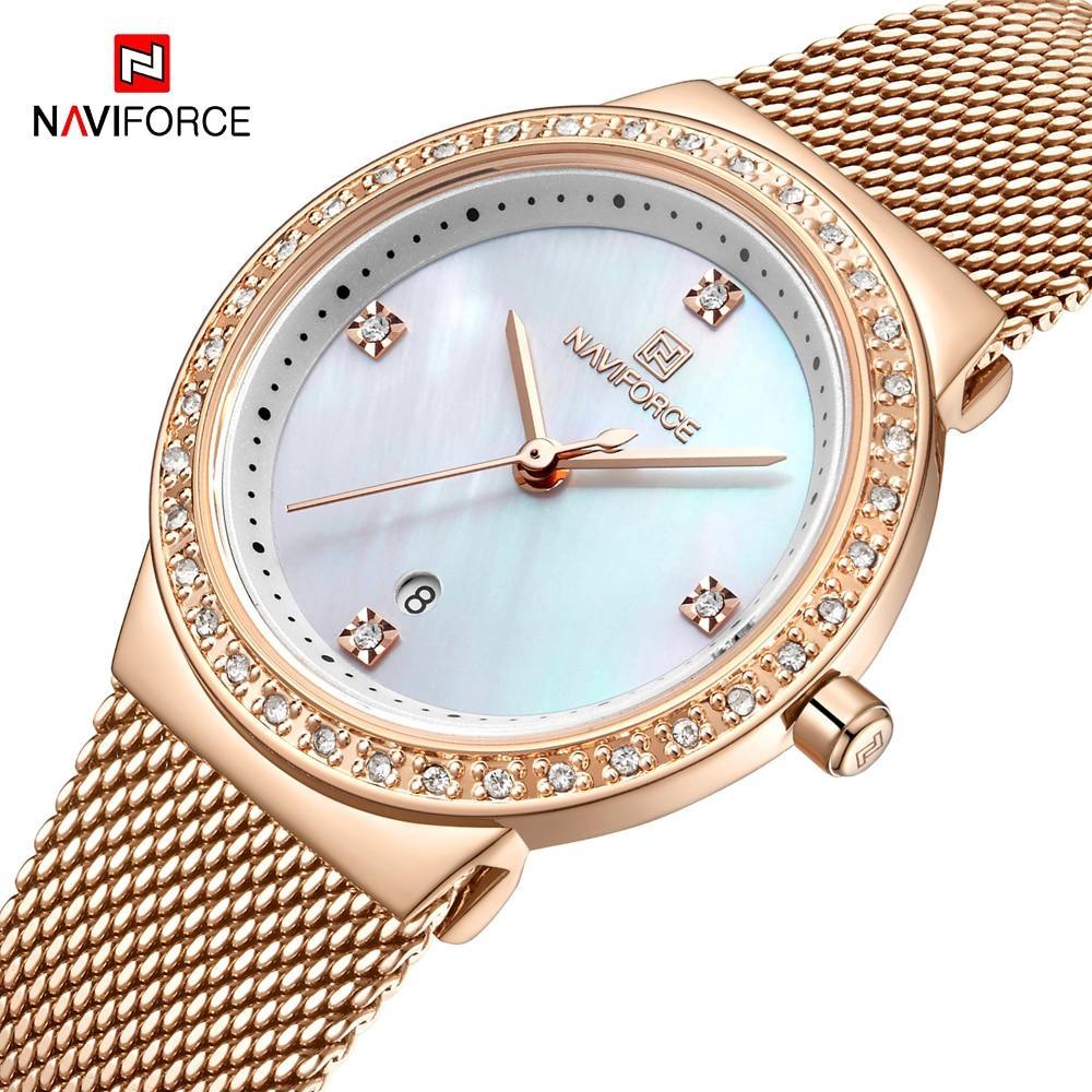 Fashion Elegant Watches Luxury Analog Women Watch With Date Casual Quartz Wristwatch With Stainless Steel Mesh Band Perfect Gift