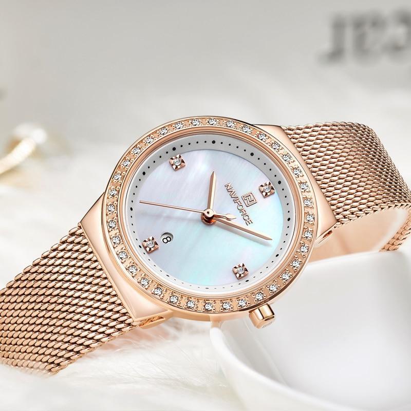 Fashion Elegant Watches Luxury Analog Women Watch With Date Casual Quartz Wristwatch With Stainless Steel Mesh Band Perfect Gift
