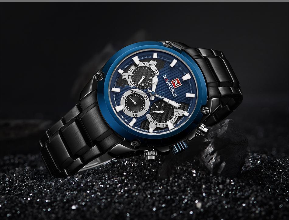 Men's Waterproof Stainless Steel Watch With Chronometers Business Style Wristwatch Unique Design Perfect Gift