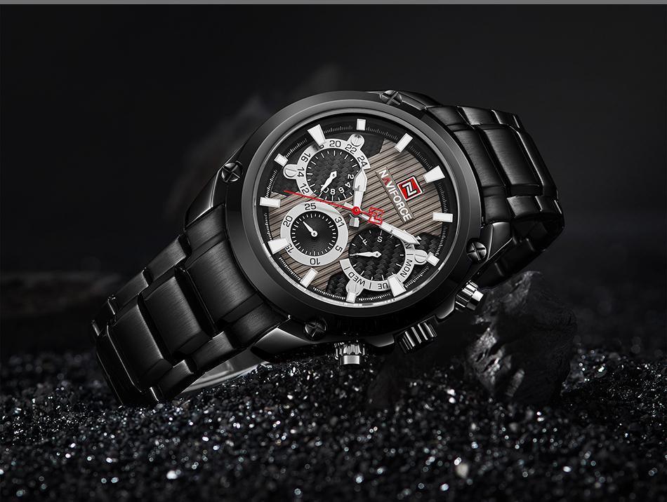 Men's Waterproof Stainless Steel Watch With Chronometers Business Style Wristwatch Unique Design Perfect Gift