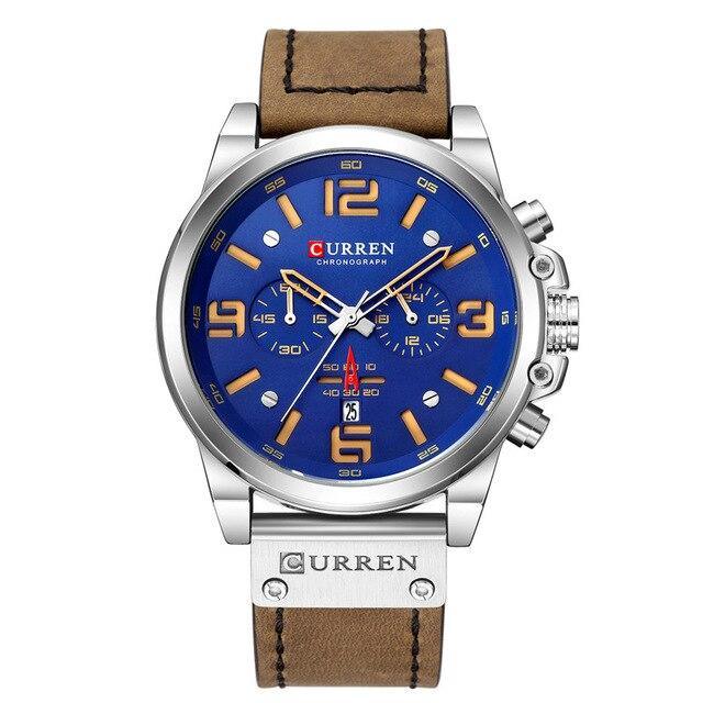 Retro Waterproof Watch With Chronometers Steel Case And Leather Belts Unique Design Excellent Look Perfect Gift For Your Man